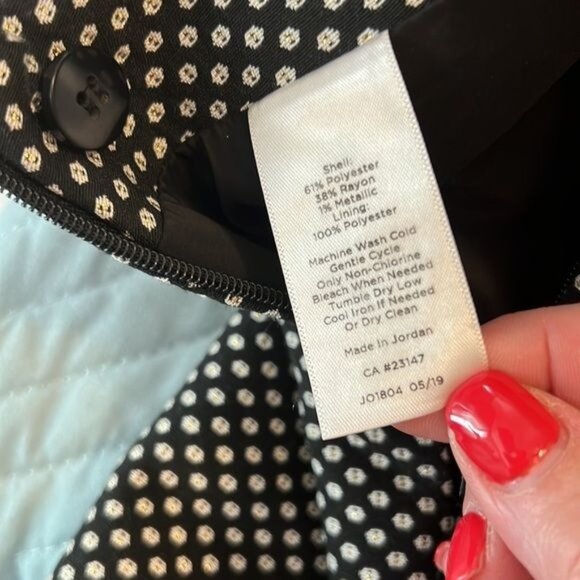 RSVP by Talbots black pants w/white & (tiny) gold design size 6 (petite) holiday - Picture 15 of 15